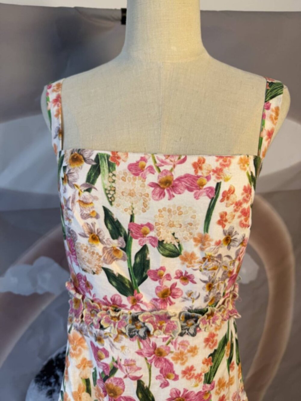 Agua by Agua Bendita Classic Square-Neck Pink Floral Print Maxi Dress - Picture 7 of 13